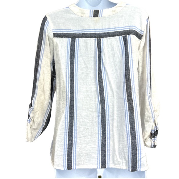 SzPS Loft Striped V-Neck Long Sleeve 3/4 Sleeve Top - Picture 4 of 5